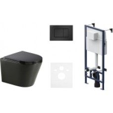 Унитаз подвесной с инсталляцией WeltWasser Salzbach 004 MT-BL + AM.PM Pro C I012707.0238