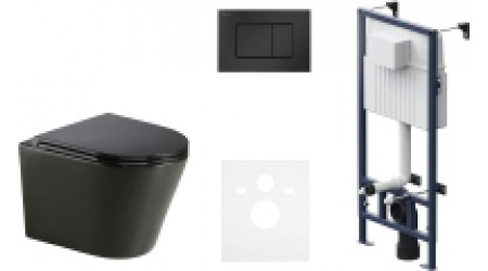 Унитаз подвесной с инсталляцией WeltWasser Salzbach 004 MT-BL + AM.PM Pro C I012707.0238