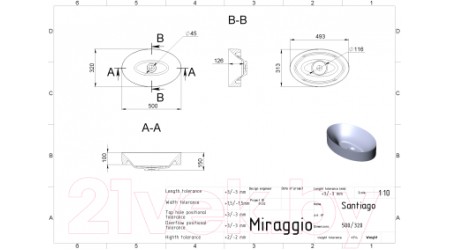 Умывальник Miraggio Santiago Matt