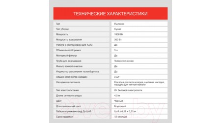 Пылесос StarWind SCV3410 (черный/бордовый)