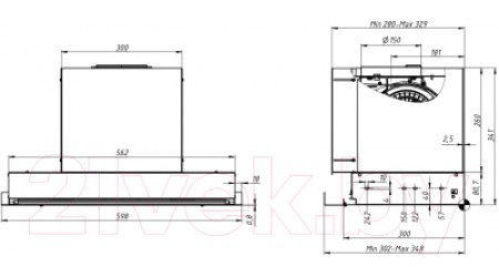 Вытяжка скрытая Elikor Sense Glass 60П-1000 / 229361 (черный/черное стекло)