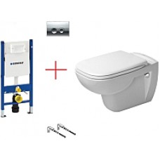 Унитаз подвесной с инсталляцией Duravit Set D-Code Rimmless (45700900A1+458124211)