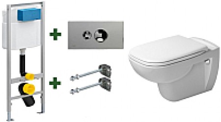 Унитаз подвесной с инсталляцией Duravit Set D-Code Rimmless 45700900A1 + 713386