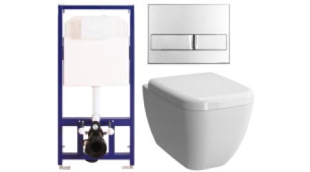 Унитаз подвесной с инсталляцией VitrA Shift Rim-Ex / 040213 + 7742B003-0075 (с сиденьем микролифт)