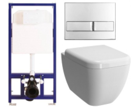 Унитаз подвесной с инсталляцией VitrA Shift Rim-Ex / 040213 + 7742B003-0075 (с сиденьем микролифт)