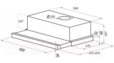 Вытяжка телескопическая Ciarko Single 60 (нержавеющая сталь)