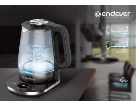 Электрочайник Endever Skyline KR-335G (белый/стекло)