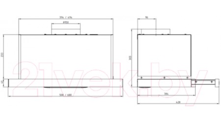 Вытяжка скрытая Elikor Slide Glass 60П-1000 / 227273 (черный/черный)