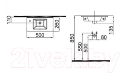 Умывальник Idevit Slim Merkur 50 K0201-3507-001-1-0000