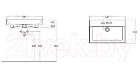 Умывальник Sanovit Slim Synergy 17070