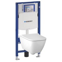 Унитаз подвесной с инсталляцией Geberit Smyle Square 500.683.01.1 + 111.300.00.5