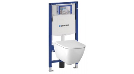 Унитаз подвесной с инсталляцией Geberit Smyle Square 500.683.01.1 + 111.300.00.5