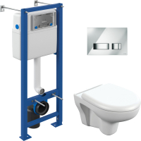 Унитаз подвесной с инсталляцией Cersanit S-MZ-NATURE-COn-DL-w + S-IN-MZ-VECTOR + P-BU-MOV/Cg