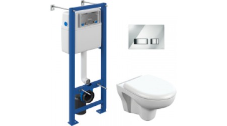 Унитаз подвесной с инсталляцией Cersanit S-MZ-NATURE-COn-DL-w + S-IN-MZ-VECTOR + P-BU-MOV/Cg