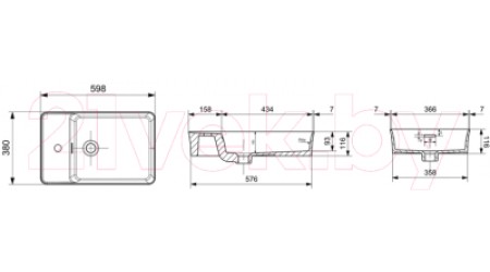 Умывальник Bocchi Sottlle 60 / 1479-001-0326