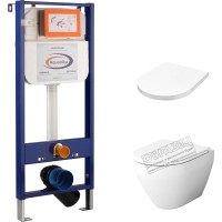 Унитаз подвесной с инсталляцией AM.PM Spirit C701700WH + C707858WH + 10.702.450.02.10