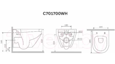 Унитаз подвесной с инсталляцией AM.PM Spirit C701700WH + C707858WH + 10.702.45B.02.19