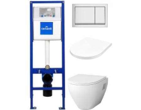Унитаз подвесной с инсталляцией AM.PM Spirit C701738WH + C707858WH + S-IN-MZ-VECTOR + P-BU-ENT/Cm