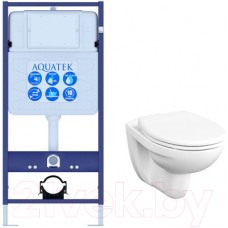 Унитаз подвесной с инсталляцией Aquatek Standart 50 INS-0000012 + S10 SpinFlush (с сиденьем)