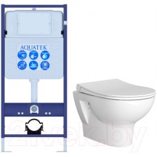 Унитаз подвесной с инсталляцией Aquatek Standart 50 INS-0000012 + VitrA Zentrum (с сиденьем)