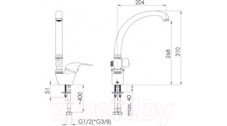 Смеситель Rubineta Star P-33/K / P33K01 