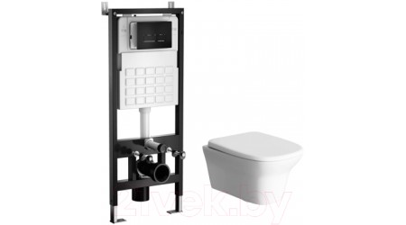 Унитаз подвесной с инсталляцией Wave Stone / 553960 (с кнопкой смыва)