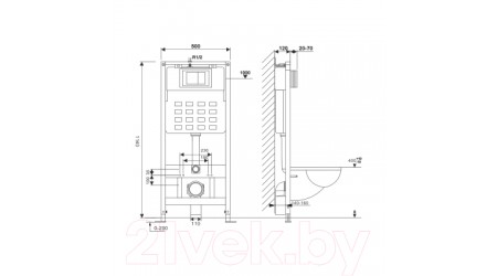 Унитаз подвесной с инсталляцией Wave Stone / 553960 (с кнопкой смыва)