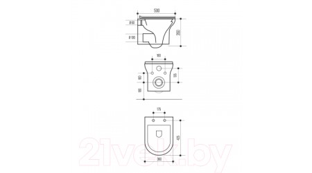 Унитаз подвесной с инсталляцией Wave Stone / 553960 (с кнопкой смыва)