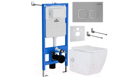 Унитаз подвесной с инсталляцией Roxen StounFix Slim 569118