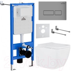 Унитаз подвесной с инсталляцией Roxen StounFix Slim 606295