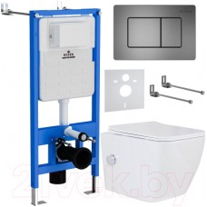 Унитаз подвесной с инсталляцией Roxen StounFix Slim 623444