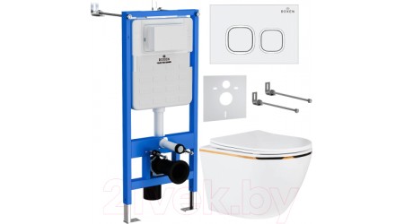 Унитаз подвесной с инсталляцией Roxen StounFix Slim 807054