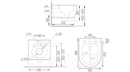 Унитаз подвесной с инсталляцией Roxen StounFix Slim 906342