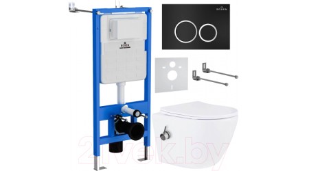 Унитаз подвесной с инсталляцией Roxen StounFix Slim 906342