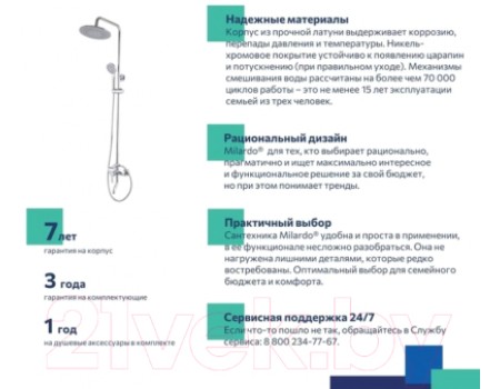 Душевая система Milardo Stripe STRSB1FM06 (с верхним душем)