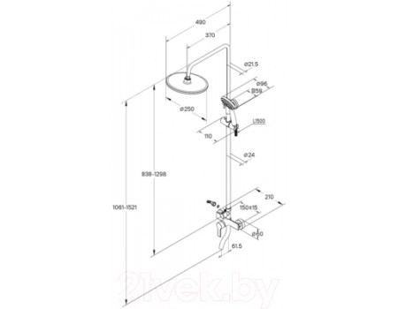Душевая система Milardo Stripe STRSB1FM06 (с верхним душем)