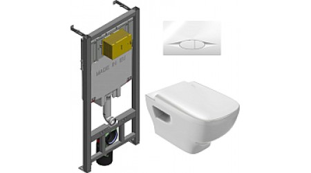 Унитаз подвесной с инсталляцией Jacob Delafon Struktura EDE102-00 + E29025-NF + E29026-01R + E70024-00