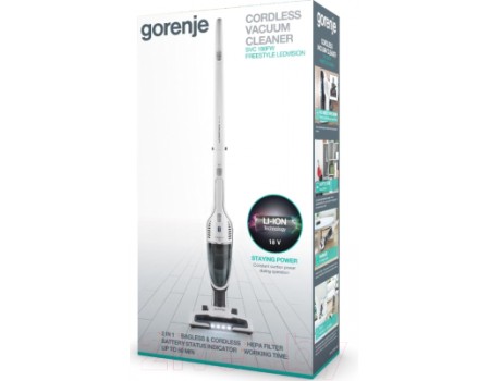 Вертикальный пылесос Gorenje SVC180FW (белый)