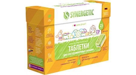 Таблетки для посудомоечных машин Synergetic Биоразлагаемые бесфосфатные (25шт)