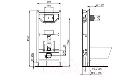 Унитаз подвесной с инсталляцией Ideal Standard T461401+T468301+R020467 / I001401