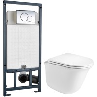 Унитаз подвесной с инсталляцией WeltWasser Telbach 004 GL-WT + Marberg 507 RD