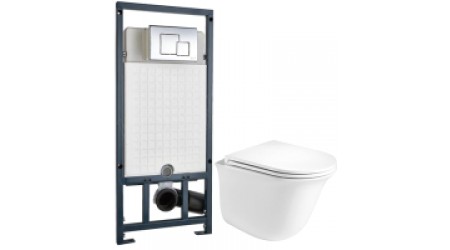 Унитаз подвесной с инсталляцией WeltWasser Telbach 004 MT-WT + Marberg 507 SE