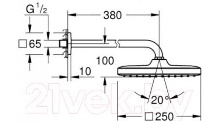 Верхний душ GROHE Tempesta 250 Cube 26682000