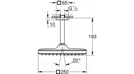 Верхний душ GROHE Tempesta 250 Cube 26683000