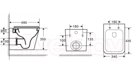Унитаз подвесной Azario Teramo AZ-0052-UQ3 (с сиденьем)