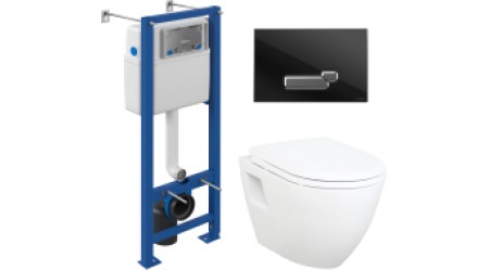 Унитаз подвесной с инсталляцией Creavit Terra TP325-51CB00E-0000 (KC2203.01.0000E+S-IN-MZ-VECTOR+P-BU-ACT/Blg/Gl)