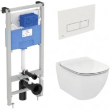 Унитаз подвесной с инсталляцией Ideal Standard Tesi Aquablade + Oleas M2 S0079R0121AC (белый)