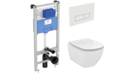 Унитаз подвесной с инсталляцией Ideal Standard Tesi Aquablade + Oleas M2 S0079R0121AC (белый)