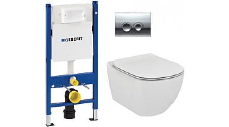 Унитаз подвесной с инсталляцией Ideal Standard Tesi T007901 + T352701 + 458.124.21.1