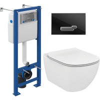 Унитаз подвесной с инсталляцией Ideal Standard Tesi T007901 + T352701 + S-IN-MZ-VECTOR + P-BU-ACT/Blg/Gl